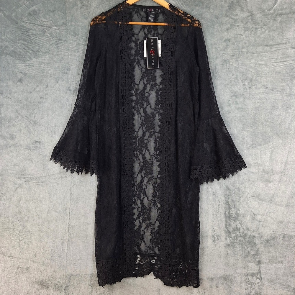 Womens Kimono Small Whimsigoth Witchy Sheer Lace Fairy Grunge Crochet Duster